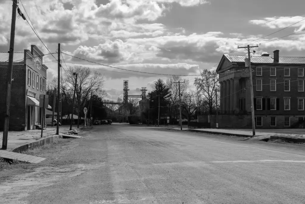 Old Shawneetown Bank and the Ghost of Shawneetown, Illinois