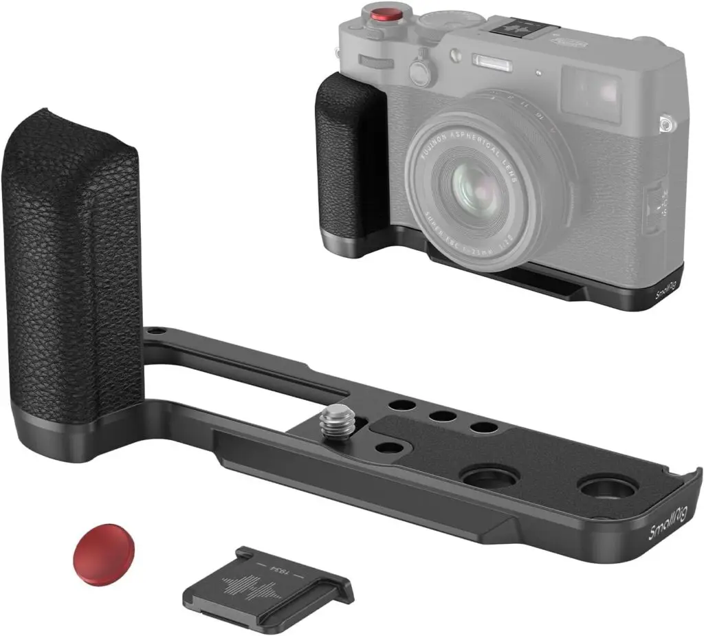The gear list – black SmallRig hand grip for Fujifilm X100VI camera