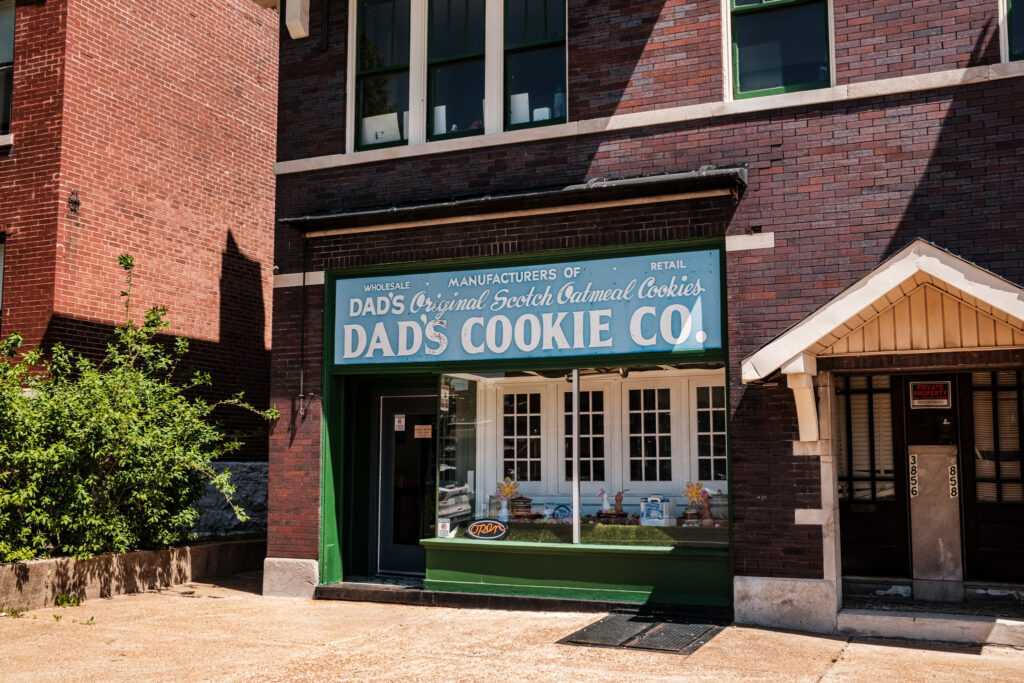 Dad’s Cookie Company storefront, lower left corner, St. Louis
